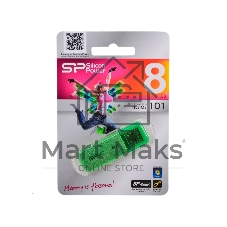 Флешка USB R/W Silicon Power R/W 8Gb Helios 101 SP008Gb,UF2101V1N USB 2.0 зеленый