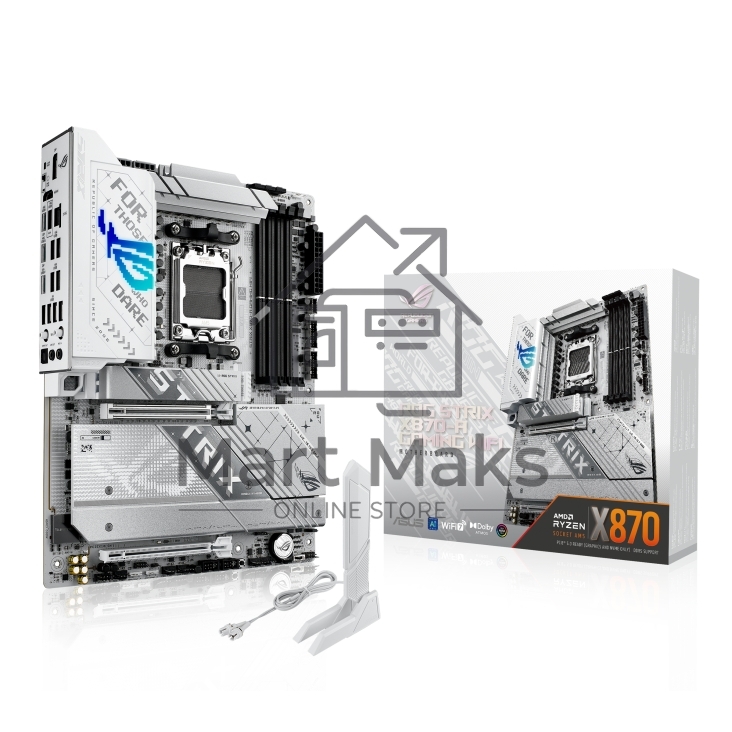 Материнская плата ASUS ROG STRIX X870-A GAMING WIFI, AM5, AMD X870, 4xDDR5, 2xSATA, 4xM.2, 1xPCI-E 4.0 x4, 1xPCI-E 5.0 x16, 1xHDMI, 1xDP, 1x 2.5Gb LAN, 4xUSB-A 3.2 Gen 1, 5xUSB-A 3.2 Gen 2, 1xUSB-C 3.2 Gen 2, 2xUSB4, 2x3.5 мм, 7.1, ATX
