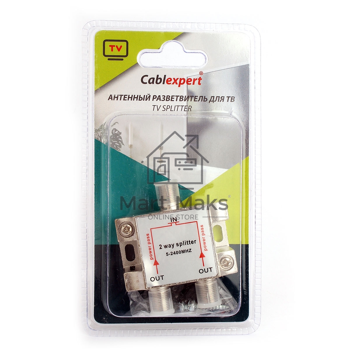 Разветвитель на 2 телевизора, Cablexpert AS-TV-PP-02, Power Pass 5-2400MHZ