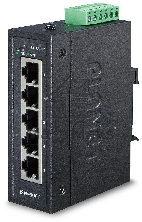 Коммутатор ISW-500T для монтажа в DIN рейку IP30 Compact size 5-Port 10/100TX Fast Ethernet Switch (-40~75 degrees C)