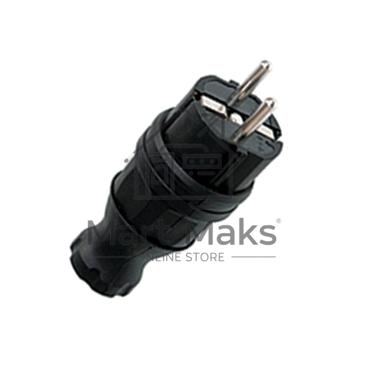 Вилка прямая EKF RPS-011-16-230-44 каучуковая 230В, 2P+PE, 16A, IP44 EKF PROxima
