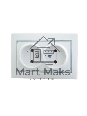 Розетка 2-м СП Мира 16А IP20 без заземл. керам. белый/сер. LEZARD 701-0215-128