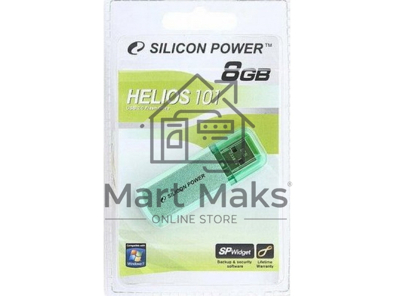 Флешка USB R/W Silicon Power R/W 8Gb Helios 101 SP008GBUF2101V1N USB2.0 зеленый