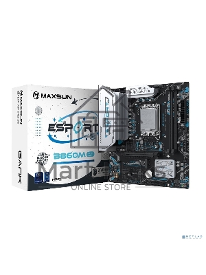 Материнская плата Maxsun MS-eSport B860M GANK WIFI, LGA1851, Intel B860, 2xDDR5, 4xSATA, 2xM.2, 1xPCIe 5.0 x16, 1xPCIe 4.0 x1, 1xDP, 1xHDMI, 1x1Gb LAN, Wi-Fi 6E, Bluetooth 5.2, 5xUSB-A 5Gbps, 3xUSB-A 2.0, 3x3.5 мм, 7.1, mATX