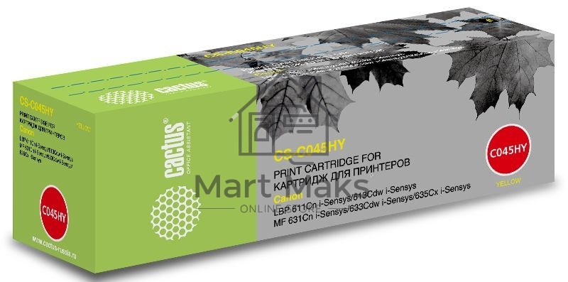 Картридж лазерный Cactus CS-C045HY жёлтый (2200 стр.) для Canon LBP 611Cn/613Cdw/631Cn/633Cdw/635Cx
