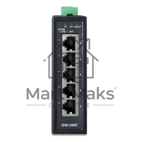 Коммутатор ISW-500T для монтажа в DIN рейку IP30 Compact size 5-Port 10/100TX Fast Ethernet Switch (-40~75 degrees C)