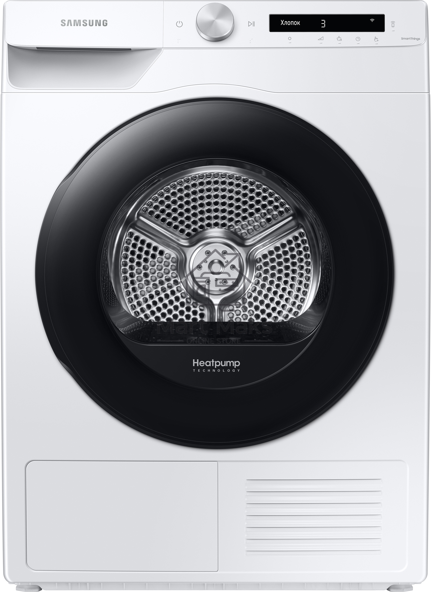 Сушильная машина Samsung DV90T5240AW/LP белый, 9 кг, сушка - тепловой насос, программ - 14, 60 x 85 x 65 см