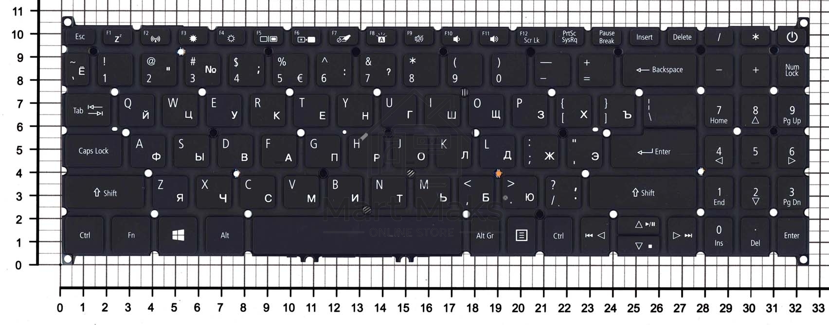 Клавиатура для ноутбука Acer Aspire A515-52 черная с подсветкой