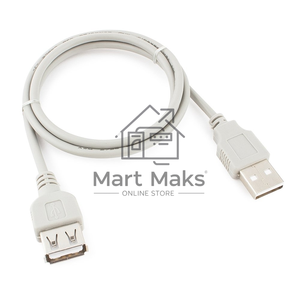 Кабель-удлинитель USB2.0 Cablexpert CC-USB2-AMAF-75CM-N, AM/AF, медь, Pro, 75см, серый, пакет