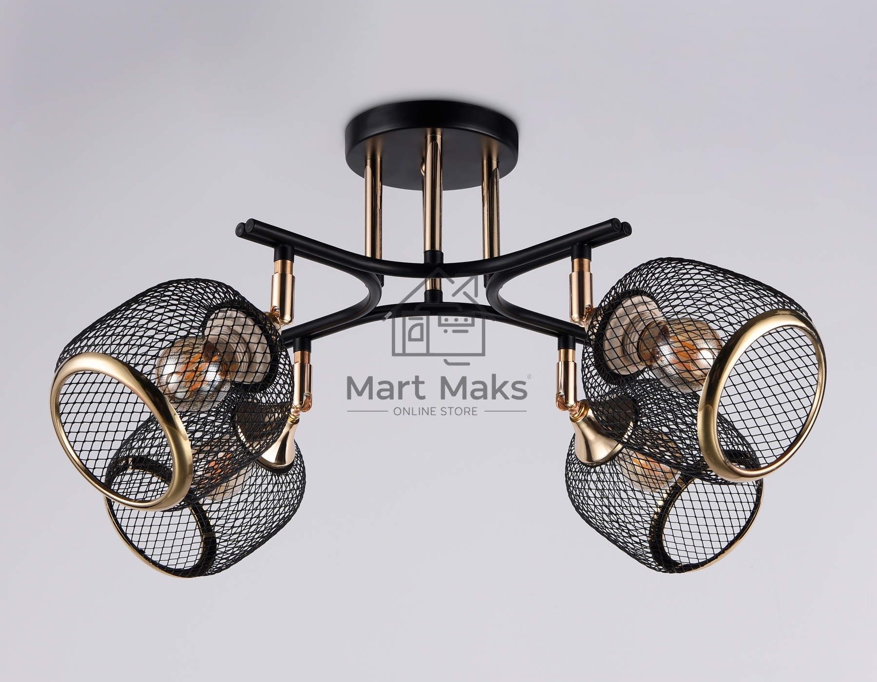 Светильник Ambrella light TR80177/4 BK/FGD черный/золото E27/4 max 40W D640*260