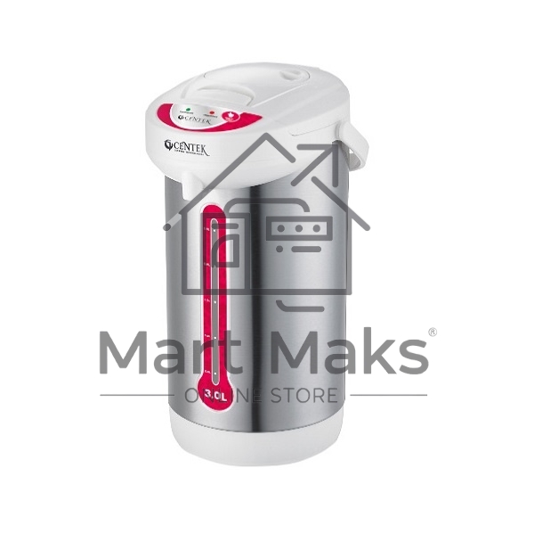 Термопот Centek CT-0080 белый, 3л, 600Вт, 3 способа подачи воды, корпус из нержавеющей стали