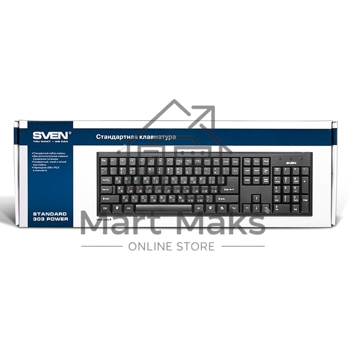 Клавиатура Keyboard SVEN Standard 303 Power USB+PS/2 чёрная SV-03100303PU