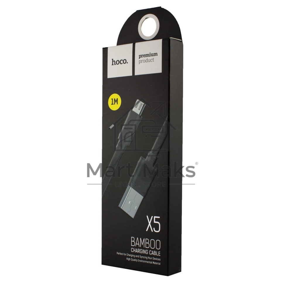 Кабель USB 2.0 hoco X5 бамбук, AM/microBM, черный, 1м