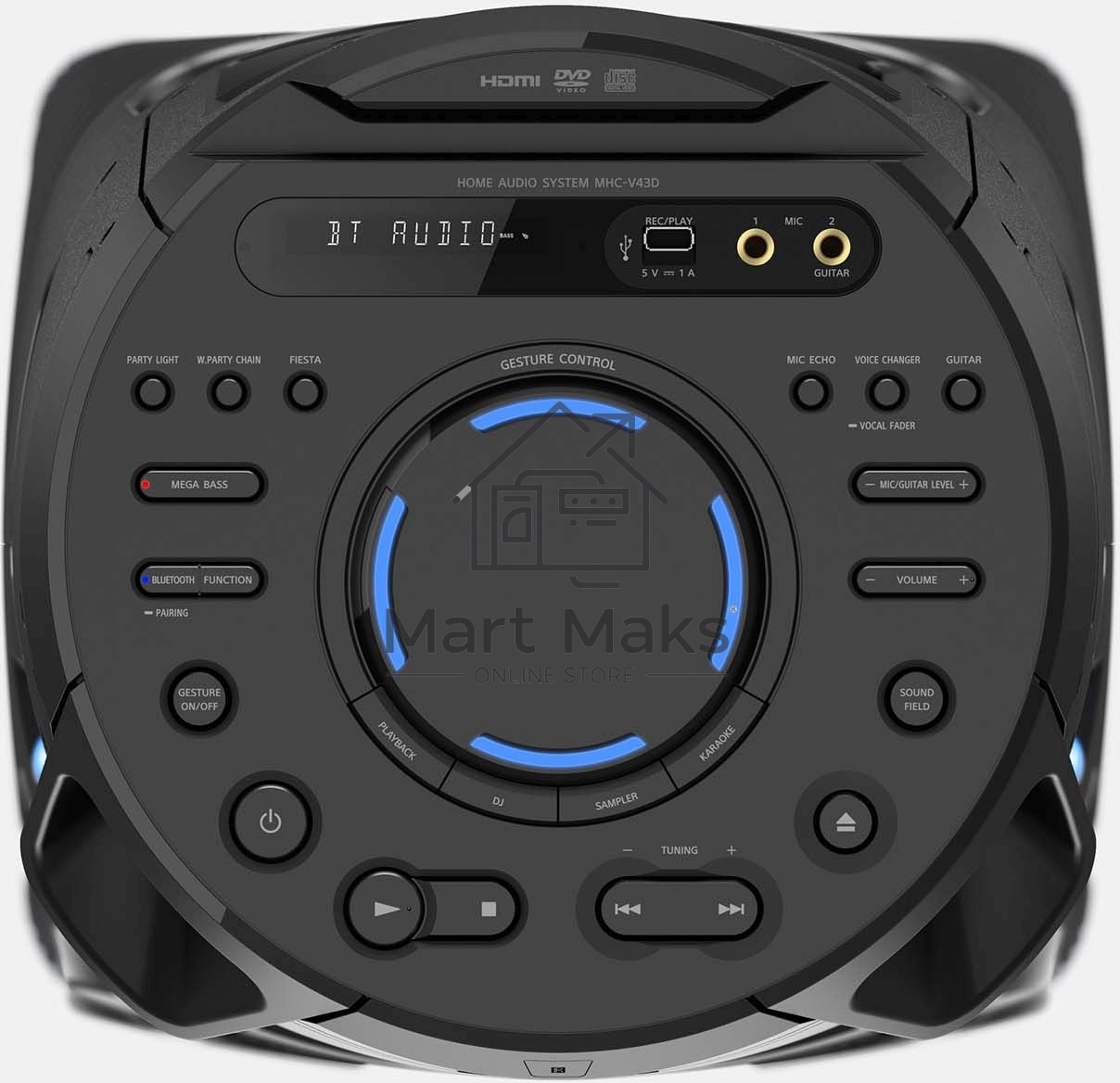 Минисистема Sony MHC-V43D черный/CD/CDRW/DVD/DVDRW/FM/USB/BT