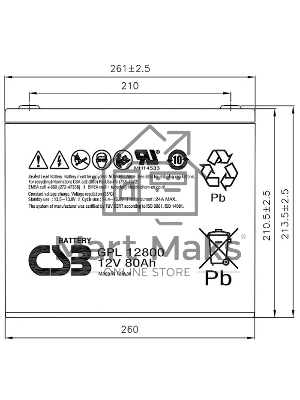 Батарея CSB GPL-12800 (12V, 80Ah) для UPS