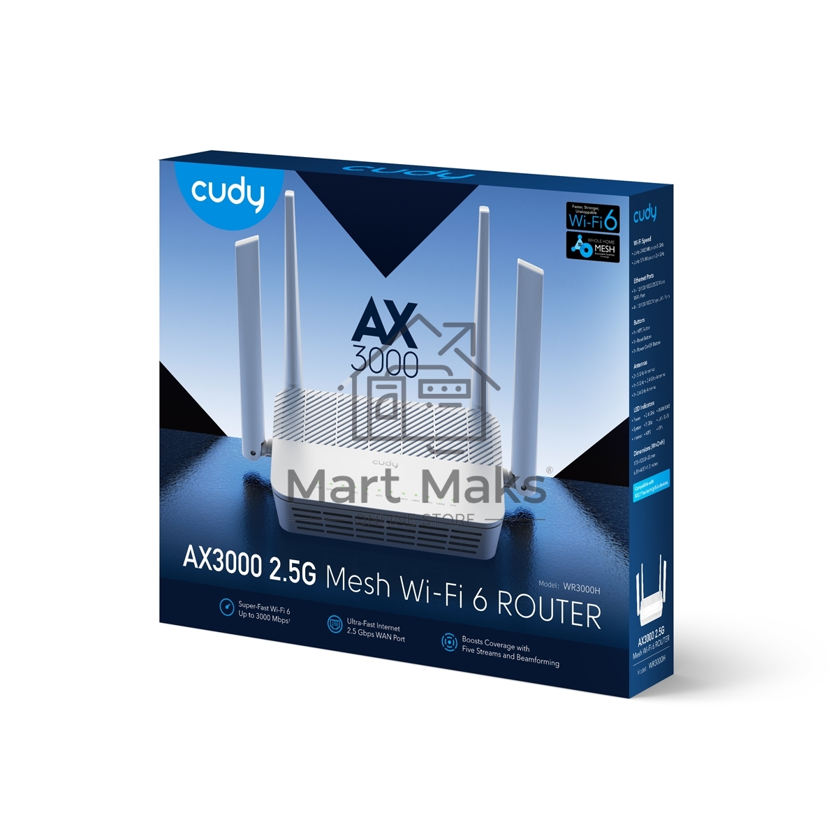 Роутер беспроводной Cudy WR3000H AX3000 100/1000/2500BASE-T