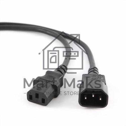 Кабель питания сист.блок-монитор Cablexpert PC-189-VDE-5M, 5м, C13-C14, VDE, 10А, Сечение провода: 0,75 мм2, черный, с заземлением