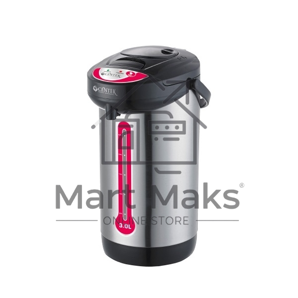 Термопот Centek CT-0080 черный, 3л, 600Вт, 3 способа подачи воды, корпус из нержавеющей стали