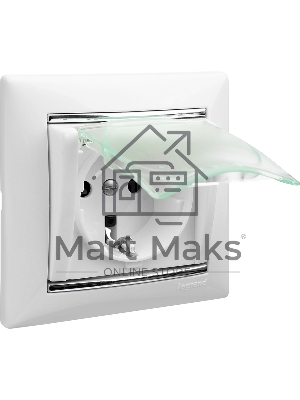 Розетка Legrand Valena 774220 влагозащищенная IP44 с заземлением с крышкой и защитными шторками (белая)