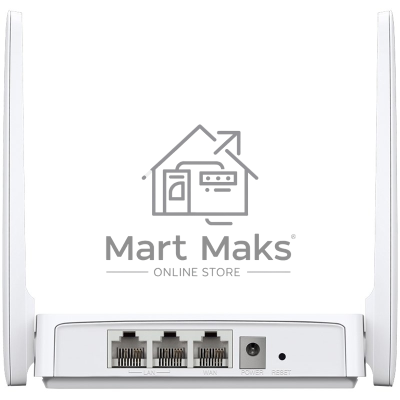 Роутер Mercusys 300Mbps Multi-Mode Wireless N Router, 2× Fixed External Antennas, 2× 10/100 Mbps LAN Ports, 1× 10/100 Mbps WAN Port, FEATURE: Access Point Mode, WPS/Reset Button, IPTV, IPv6, Beamforming, MU-MIMO, Parental Controls, Guest Network