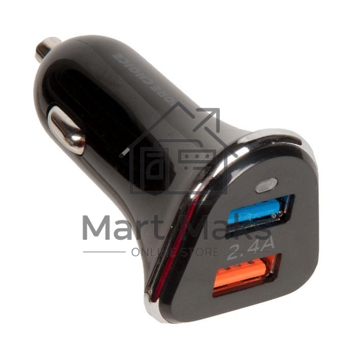 Автомобильная зарядка (от прикуривателя) More choice AC22m, два разъема USB, кабель Micro USB, 2.4A, черный
