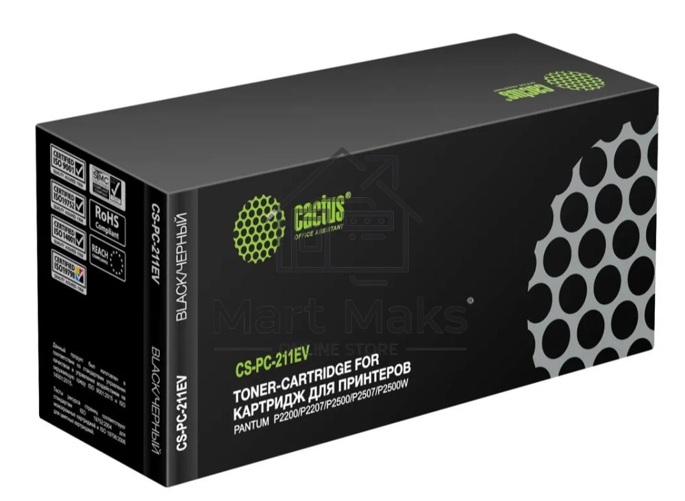 Картридж лазерный Cactus CS-PC-211EV PC-211EV черный (1600стр.) для Pantum P2200/P2207/P2500/P2507/P2500W/M6500/M6550/M6607