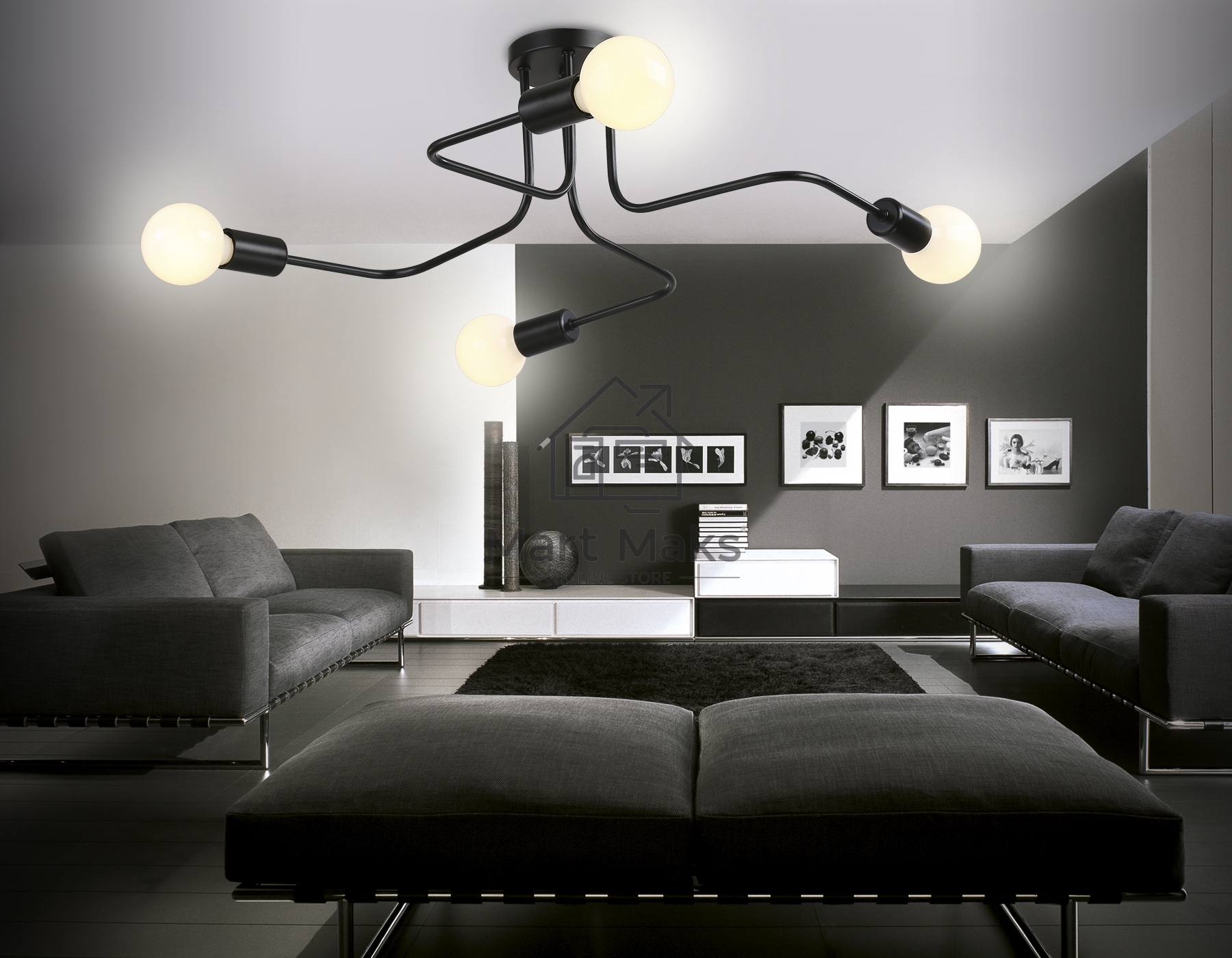 Светильник Ambrella light TR8022/4 BK черный E27*4 max 40W D715*205