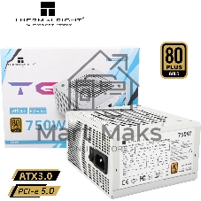 Блок питания ПК Thermalright, 750W 80+ Gold (ATX, 3.0, PCIe 5.0, Non-modular, 1x24(20+4)pin, 1xCPU 8(4+4)pin, 2xPCIe*2 8(6+2)pin, 5xSATA3, 1x12+4pin (12VHPWR PCIe 5.0 12+4pin 600mm), 3xMOLEX4pin, Active, 120x120mm, 150x140x86mm, APFC, white)