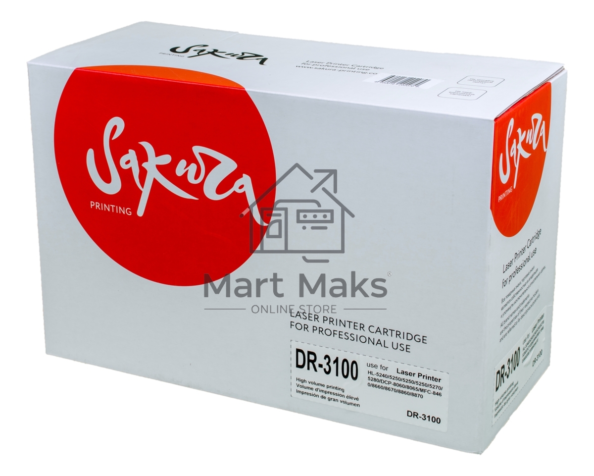 Фотобарабан Sakura DR3100 для Brother HL-5240/5250/5250/5250/5270/5280 DCP-8060/8065 MFC-8460/8660/8670/8860/8870, 25000 к.