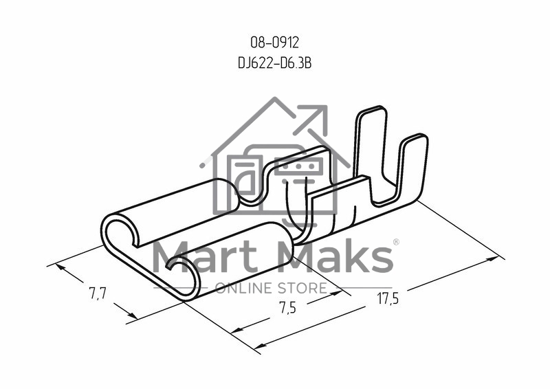 Клемма плоская Rexant гнездо-7.7мм 1-1.5кв.мм (DJ622-D6.3B)