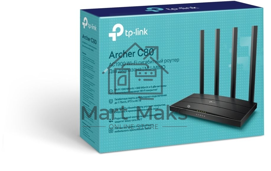 Роутер беспроводной TP-Link Archer C80 AC1900 10/100/1000BASE-TX черный
