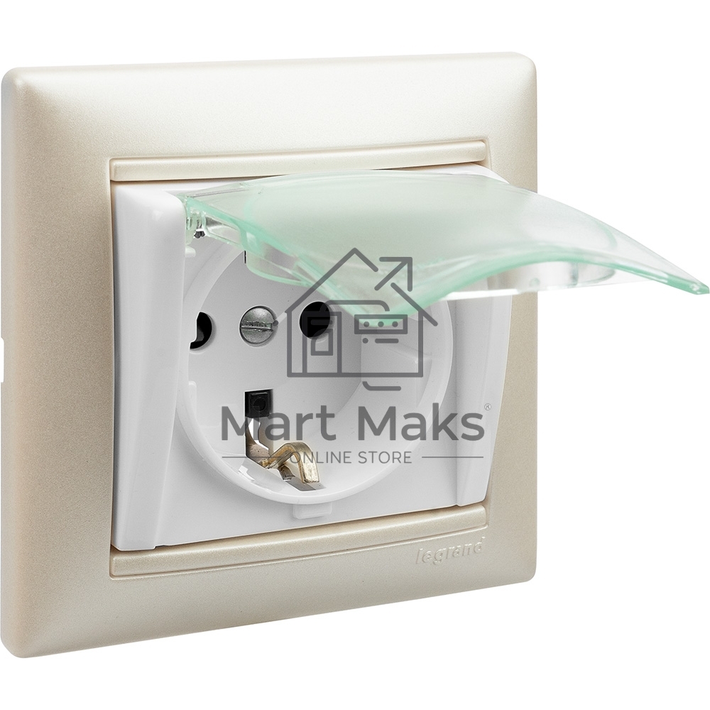 Электроустановочные изделия Legrand Legrand 774220 Розетка Valena влагозащищенная IP44 с заземлением с крышкой и защитными шторками (белая)