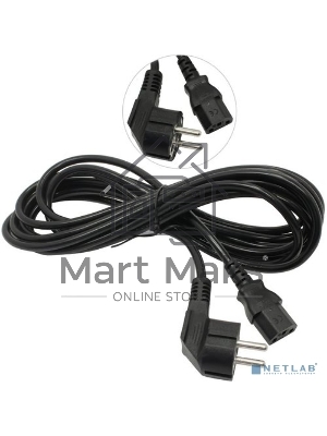 Кабель питания ExeGate Power PC-5P (Евровилка угловая Schuko->С13) VDE-250V-3*1.0-CU, 10A, 5м