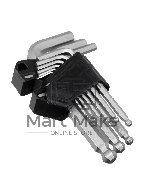 Набор ключей имбусовых Сибртех HEX, 1,5-10 мм, CrV, 9 шт., с шаром