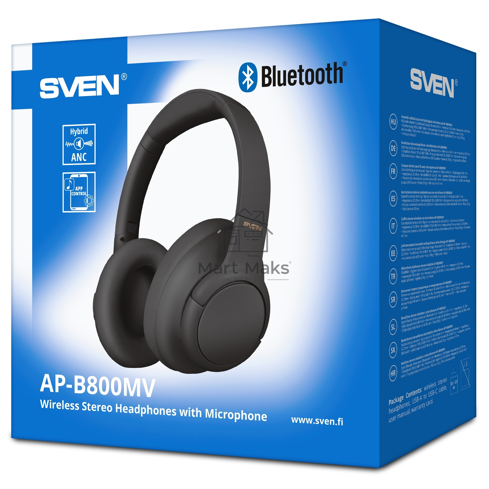 Беспроводные стереонаушники с микрофоном SVEN AP-B800MV, черный