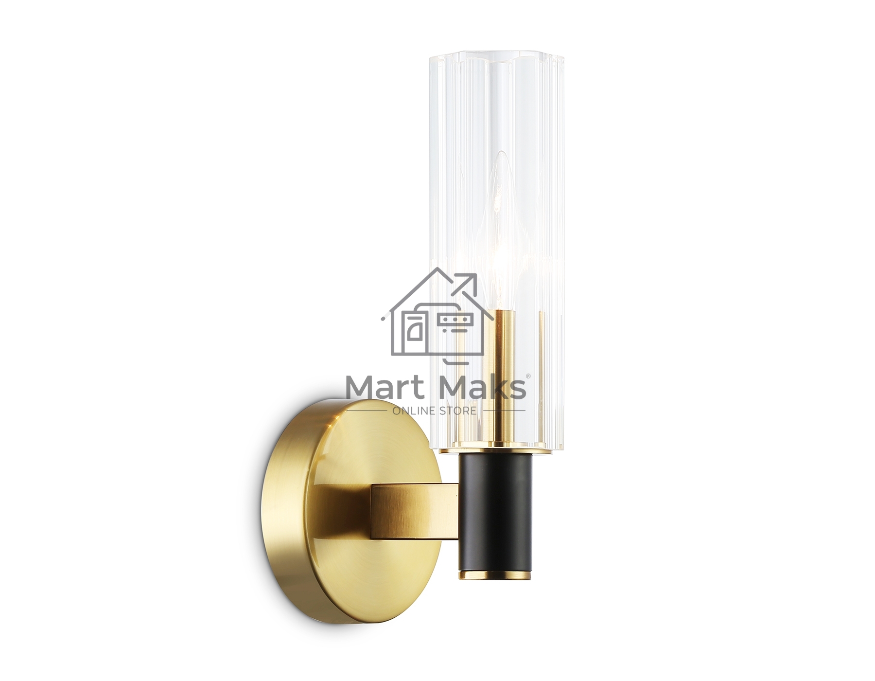 Настенный светильник Ambrella light LH55517 BK/BS/CL черный/латунь/прозрачный E14 max 40W 120*100*250