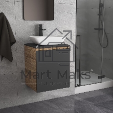 Тумба Bau Dream Blackwood 50 графит, раковина BAU Spectrum mini 47х24 смеситель для раковины высокий Hotel Black, черный