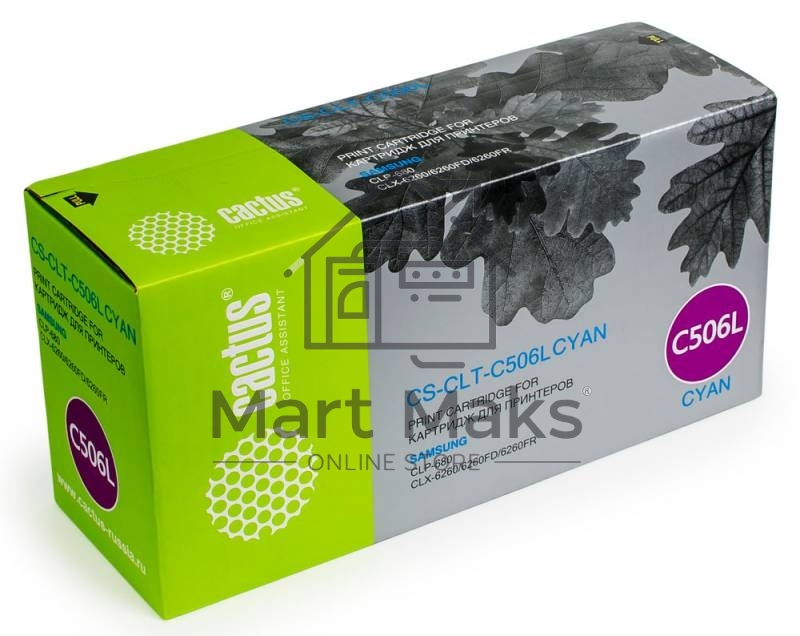 Картридж лазерный Cactus CS-CLT-C506L голубой (3500 стр.) для Samsung CLP 680; CLX 6260/6260FD/6260FR