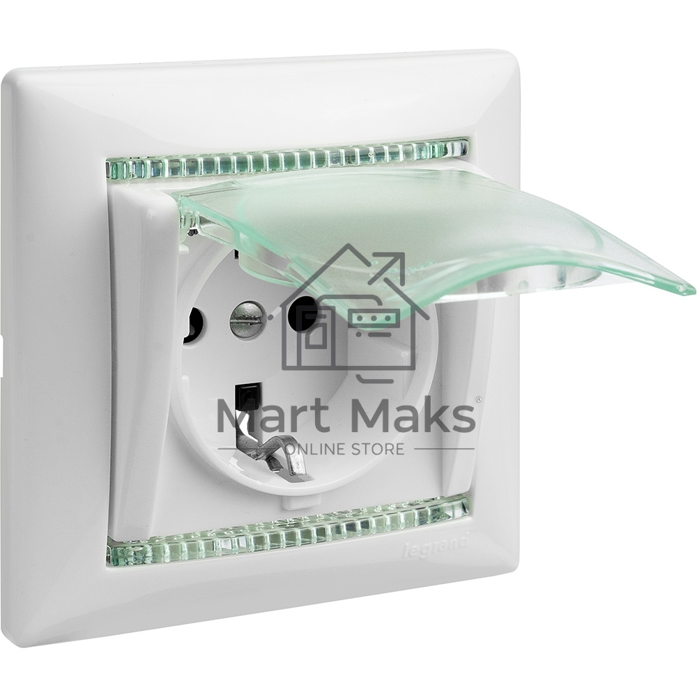 Электроустановочные изделия Legrand Legrand 774220 Розетка Valena влагозащищенная IP44 с заземлением с крышкой и защитными шторками (белая)