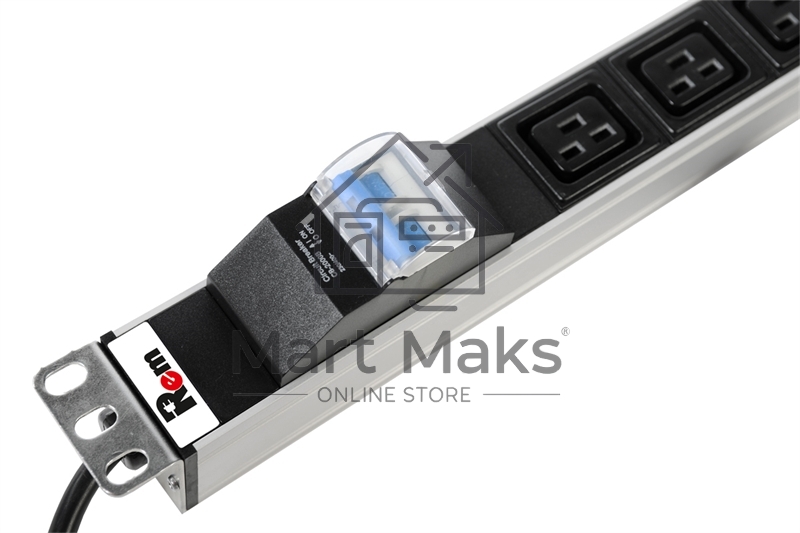 Блок силовых розеток Rem Rem-16, IEC 60320 С19 х 6, вход Schuko, шнур 3 м, 45х484х45 мм (ВхШхГ), 16А, автомат