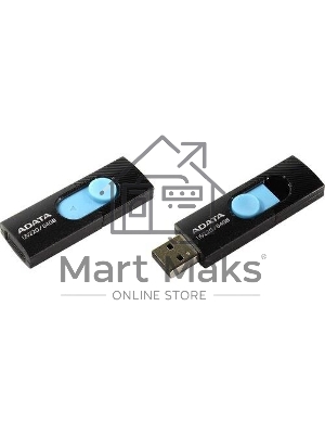 Флешка USB ADATA UV220 (AUV220-64G-RBKBL), 64Gb, USB 2.0, R/W 15/5, черный/голубой