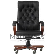 Кресло Бюрократ T-9928WALNUT черный, кожа