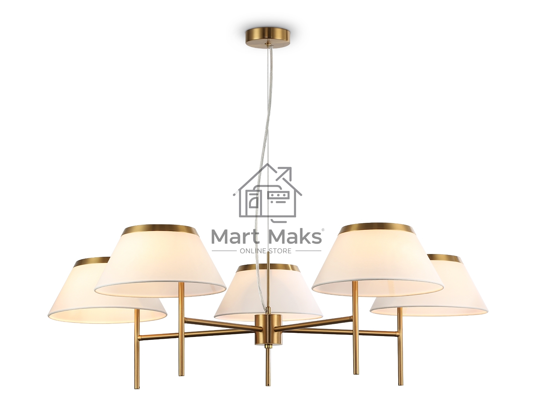 Люстра Ambrella light LH72473/5 BS/WH латунь/белый Е14/5 max 40W D1000*290-1080