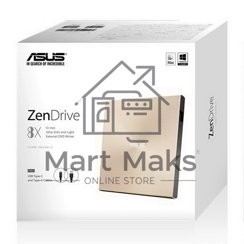 Привод внеш. ASUS SDRW-08U9M-U/GOLD/G/AS/P2G, dvd-rw, external ; 90DD02A5-M29000