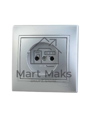 Розетка 1-м СП Мира 16А IP20 без заземл. керам. метал. сер. LEZARD 701-1010-121
