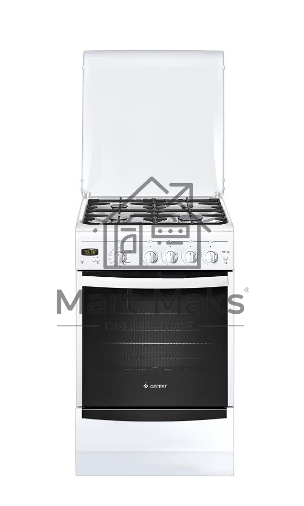 Плита газовая Gefest ПГ 5100-03 белый, конфорок 4 шт, духовка 52 л, 50 см x 85 см x 58.5 см