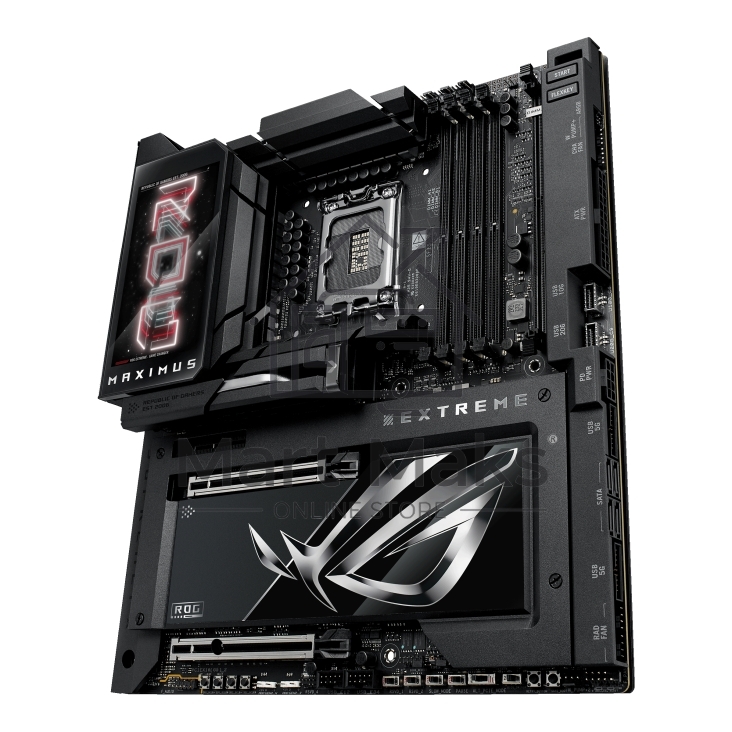 Материнская плата ASUS ROG MAXIMUS Z890 EXTREME, LGA 1851, Intel Z890, 4xDDR5, 4xSATA, 4xM.2, 1xPCI-E 5.0 x16, 1xPCI-E 5.0 x8, 1xHDMI, 2xUSB-C, 2x 10Gb LAN, 5xUSB-A 3.2 Gen 2, 1xUSB-C 3.2 Gen 2x2, 2xUSB-C Thunderbolt 5, 2x3.5 мм, 7.1, E-ATX