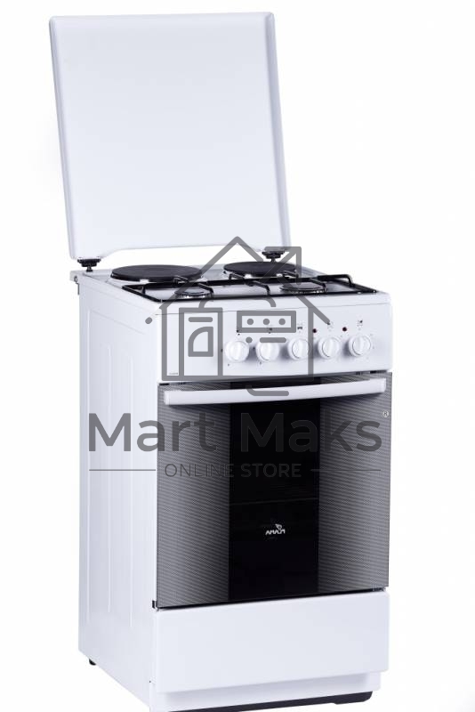 Плита комбинированная Flama RK 2211 белый, конфорок 4 шт, духовка 50 л, 50 см x 85 см x 60 см