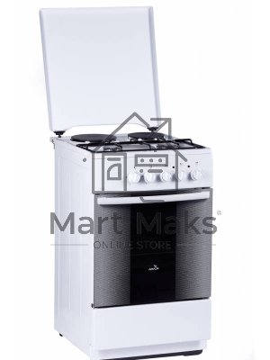 Плита комбинированная Flama RK 2211 белый, конфорок 4 шт, духовка 50 л, 50 см x 85 см x 60 см