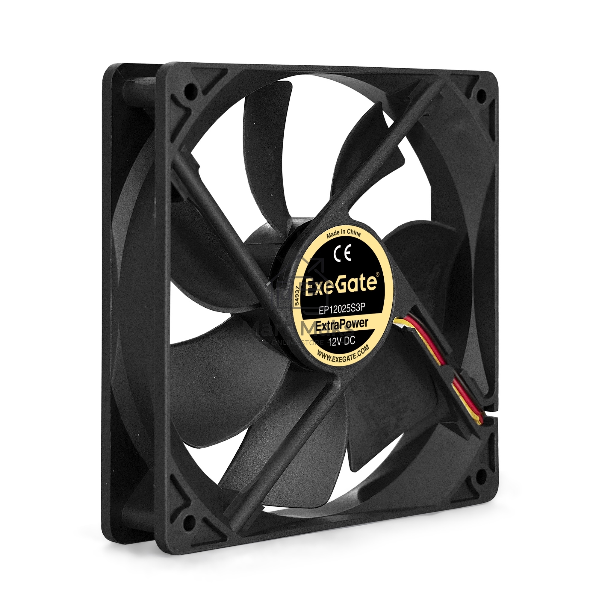 Вентилятор для корпуса ExeGate ExtraPower EP12025S3P черный, 120 мм, 1800 об/мин, 28 дБ, 3 pin